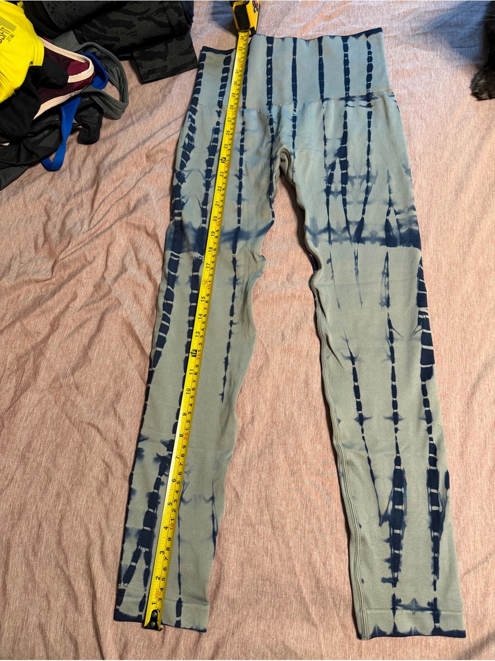 Women’s  Tie-Dye Leggings - Blue & Light Gray small high waist Yelete